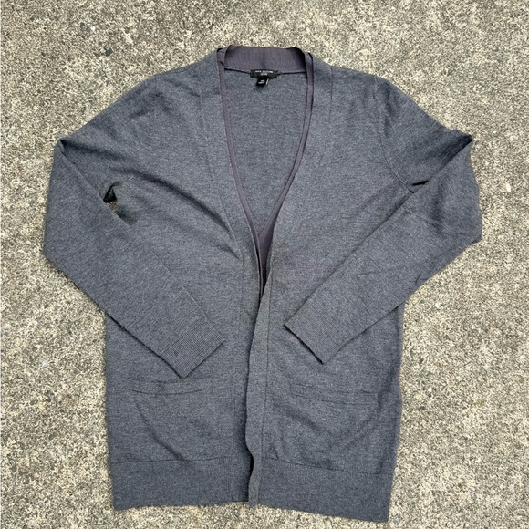 Ann Taylor Sweaters - Ann Taylor Gray Open-Front Long Sleeve Cardigan Sweater with Pockets, Size S